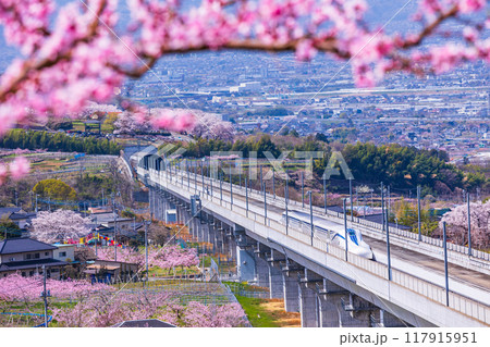【山梨県】桃源郷の実験線路を走るリニアモーターカー 117915951