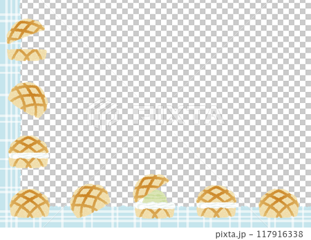 Hand-drawn cute melon bread frame 117916338