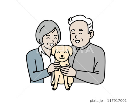 犬を飼う老夫婦のイラスト 117917001