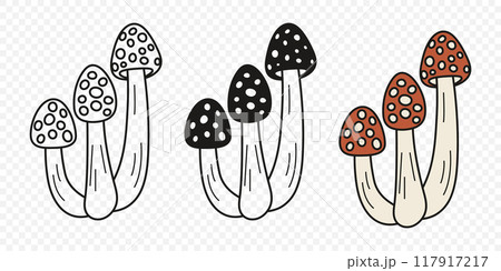 Flat Vector Hand Drawn Cartoon Fly Agaric Mushrooms Outline Illustration. Amanita Muscaria, Fly Agaric Illustration, Mushrooms. Magic Mushroom Icons, Design Template Flat Vector Hand Drawn Cartoon Fly Agaric Mushrooms Outline Illustration. Amanita Muscaria, Fly Agaric Illustration, Mushrooms. Magic Mushroom Icons, Design Template 117917217