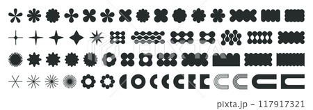 Brutal abstract shapes. Geometric contemporary figures, brutalism graphic elements flat vector Illustration set. Minimalist design shapes collection Brutal abstract shapes. Geometric contemporary figures, brutalism graphic elements flat vector Illustration set. Minimalist design shapes collection 117917321