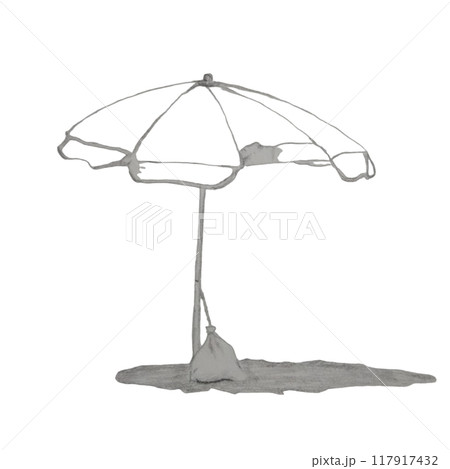 鉛筆で描いた海辺のパラソル 鉛筆で描いた海辺のパラソル 117917432