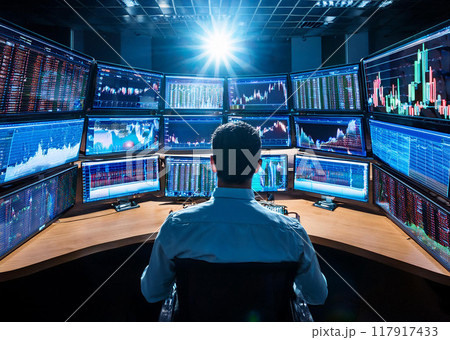 モニターを見る株式トレーダー モニターを見る株式トレーダー 117917433