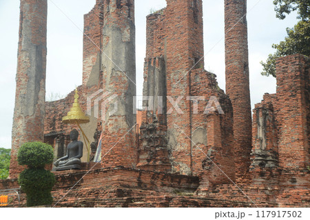 Main Vihara is built entirely of red bricks. deteriorated over time But it also shows the greatness and indicates the ancient architecture of the Ayutthaya period. At Wat Thammickarat in Ayuttaya city Main Vihara is built entirely of red bricks. deteriorated over time But it also shows the greatness and indicates the ancient architecture of the Ayutthaya period. At Wat Thammickarat in Ayuttaya city 117917502