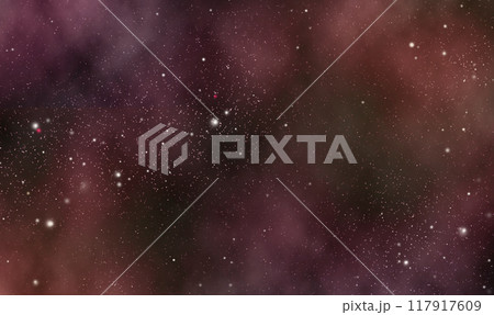 おしゃれでかわいい、美しい星空の背景。無数の星が夜空に輝き、幻想的な雰囲気を醸し出しています。赤、オ 117917609