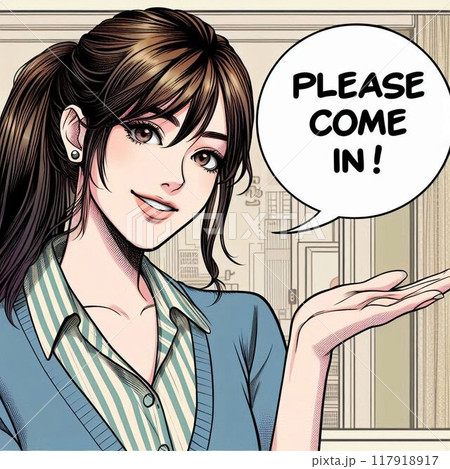 左手で指して説明するスーツの女性 左手で指して説明するスーツの女性 117918917