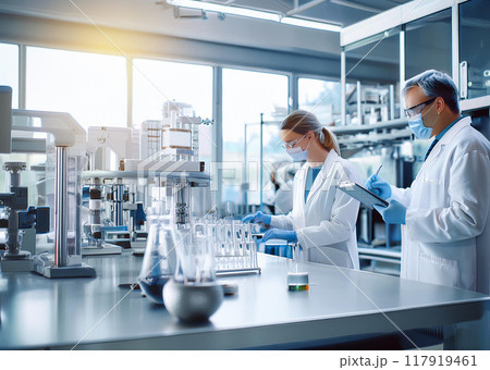 製薬会社の実験の様子 117919461