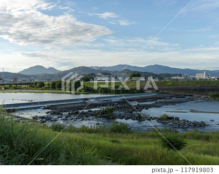 大和川堤防から見る真夏の風景 117919803