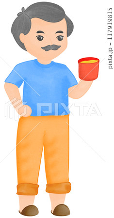 Senior is drinking tea. 117919815