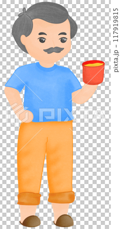 Senior is drinking tea. 117919815
