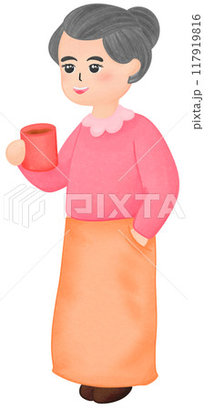 Senior is drinking tea. Senior is drinking tea. 117919816