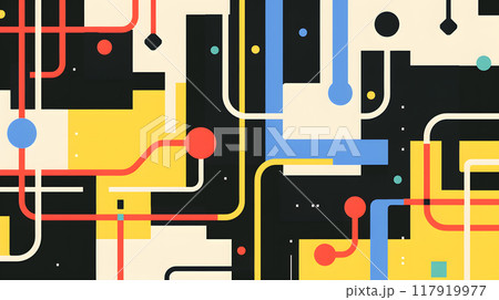 Abstract Geometric Pattern with Colorful Lines and Shapes 117919977