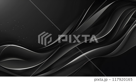 Elegant Black Abstract Waves Background with Smooth Lines 117920165