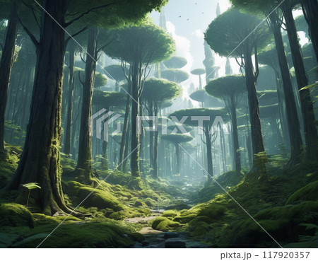 神秘的な森 117920357