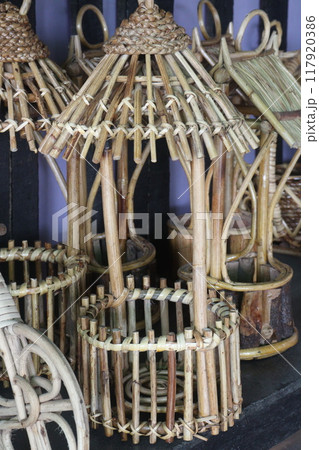 Bamboo made tree pot on shop 117920386