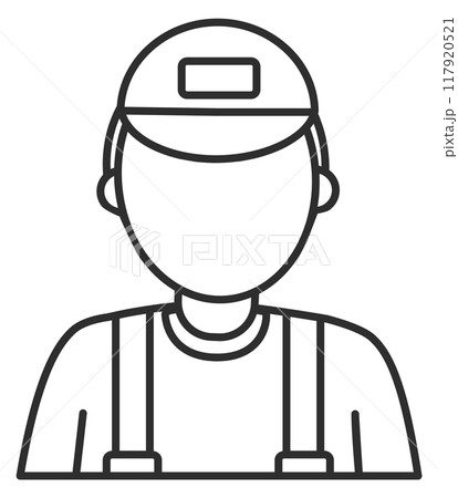 Service worker avatar. Construction builder line icon Service worker avatar. Construction builder line icon 117920521