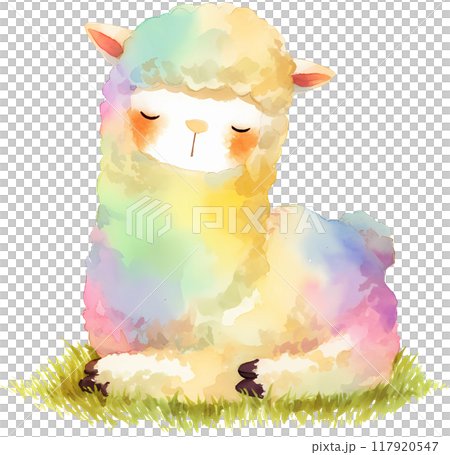 Watercolor Alpaca 117920547