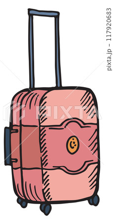 Wheeled suitcase sketch. Color baggage. Luggage icon 117920683