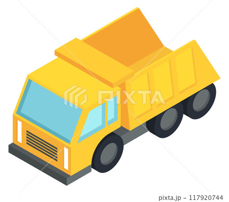 Construction truck vehicle. Heavy machine isometric icon 117920744