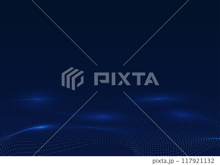 Abstract background technology. Layered flowing point particle waves. Represents the huge amount of data being processed by cyber technology. Illustration, Vector Abstract background technology. Layered flowing point particle waves. Represents the huge amount of data being processed by cyber technology. Illustration, Vector 117921132