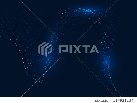 Abstract Background Technology. Layered flowing point particle waves. Represents the huge amount of data being processed by cyber technology. Illustration, Vector. Abstract Background Technology. Layered flowing point particle waves. Represents the huge amount of data being processed by cyber technology. Illustration, Vector. 117921134