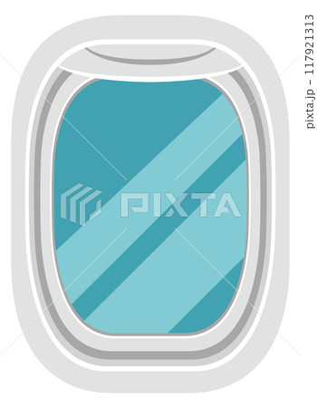 Plane window icon. Airplane porthole inside view 117921313