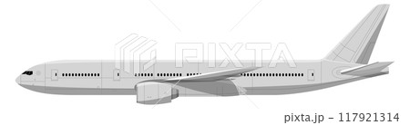 Airline jet flight. Flying airplane side view Airline jet flight. Flying airplane side view 117921314