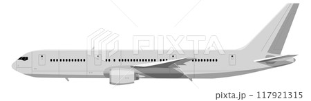 Flying plane side view. Travel aviation icon Flying plane side view. Travel aviation icon 117921315