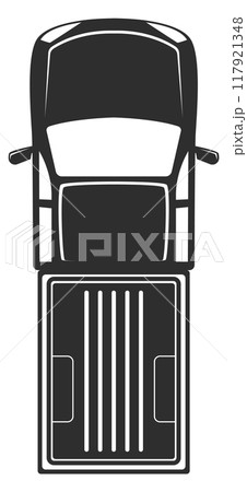 Pickup truck top view. Vehicle black icon Pickup truck top view. Vehicle black icon 117921348