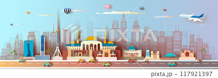 Travel landmarks Uzbekistan of Asia famous architectural tashkent monument panorama. 117921397