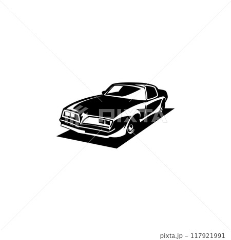 vintage car pontiac isolated silhouette. Appears stylish and cool from the front. best for logo, badge, emblem, icon, sticker design. available in eps 10 117921991