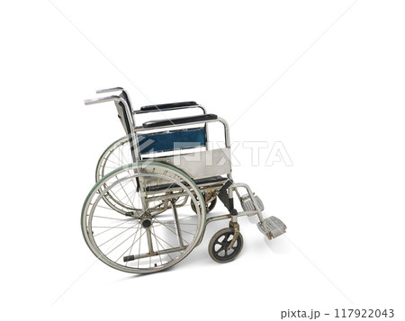 The wheelchair is empty. Isolated on a white background The wheelchair is empty. Isolated on a white background 117922043