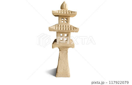 Stone lanterns for garden decoration Japanese or Asian stone lanterns on white background 117922079