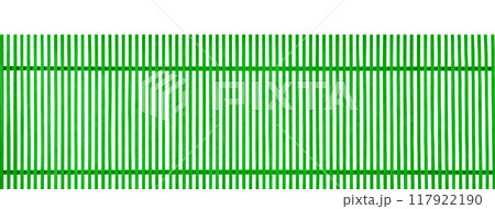 Green vertical wooden fence on white background 117922190