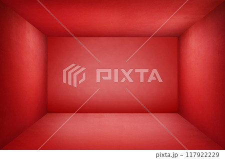 The floor and walls of the room are red as the background. The floor and walls of the room are red as the background. 117922229