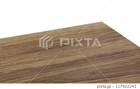 View of wood or wooden table top corner Isolated on white background 117922241