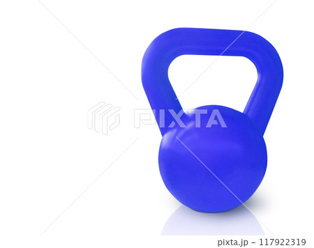 blue dumbbell Sports equipment isolated on white. 117922319