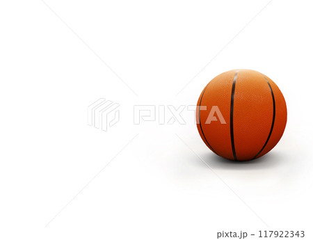 An orange basketball is placed on a white background. An orange basketball is placed on a white background. 117922343