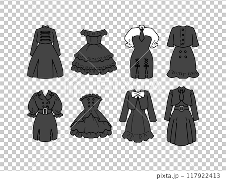 Illustration set of black idol costume Illustration set of black idol costume 117922413
