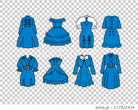 Blue idol costume illustration set 117922414