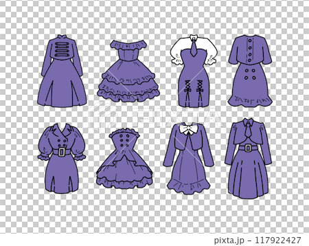 Purple idol costume illustration set Purple idol costume illustration set 117922427
