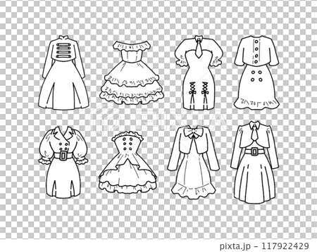 White idol costume illustration set 117922429