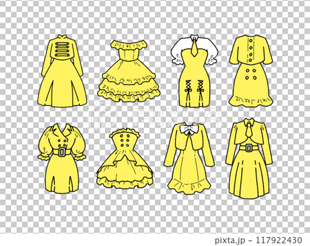 Illustration set of yellow idol costume Illustration set of yellow idol costume 117922430
