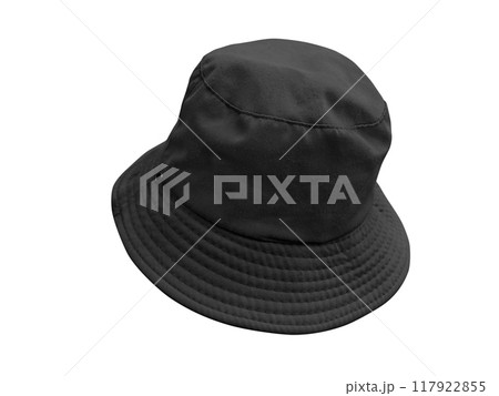 Black bucket hat isolated on white background 117922855