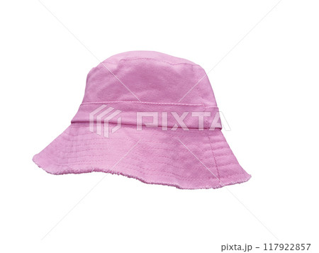 Pink bucket hat isolated on white background Pink bucket hat isolated on white background 117922857