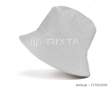 White bucket hat isolated on white background. White bucket hat isolated on white background. 117922930