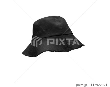 Black bucket hat isolated on white background 117922971