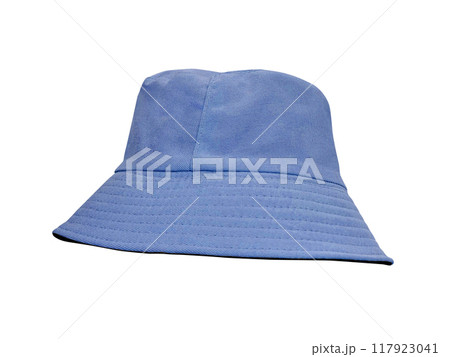 blue bucket hat Isolated on a white background blue bucket hat Isolated on a white background 117923041
