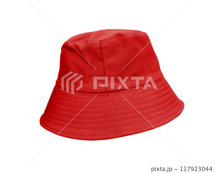 red bucket hat Isolated on a white background red bucket hat Isolated on a white background 117923044