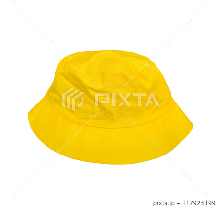 yellow bucket hat isolated on white background 117923199